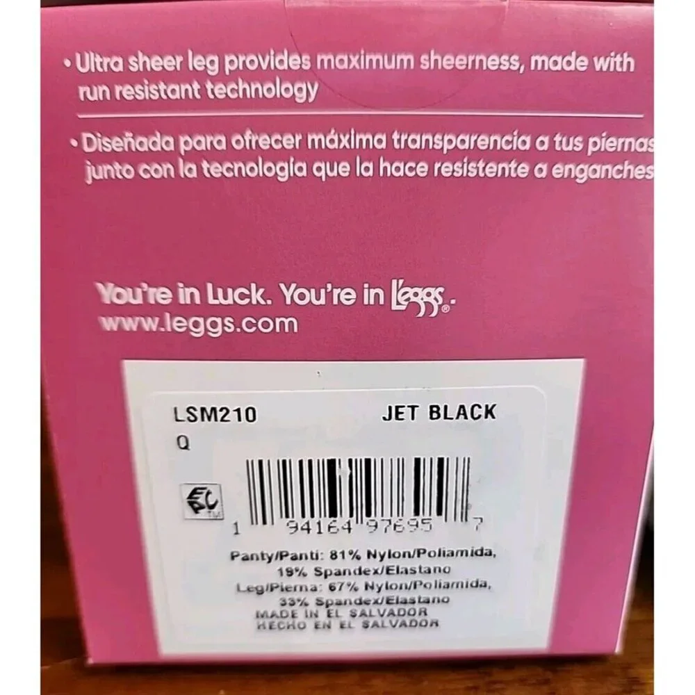 Leggs Silken Mist Ultra Sheer Leg Control Top Jet Black Size Q Total Of 4 Pair